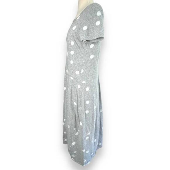 Polka Dot Dress Women’s Size Small Gray Short Sleeve Casual Midi A-Line Dress - Picture 4 of 11